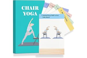 QUANY LIFE Chair Yoga Cards with Solid Wood Stand for Seniors & Older Adults | 50 Large Print Exercises with 5 Guided Routines | The Perfect Chair Yoga Gift for Balance, Strength & Flexibility