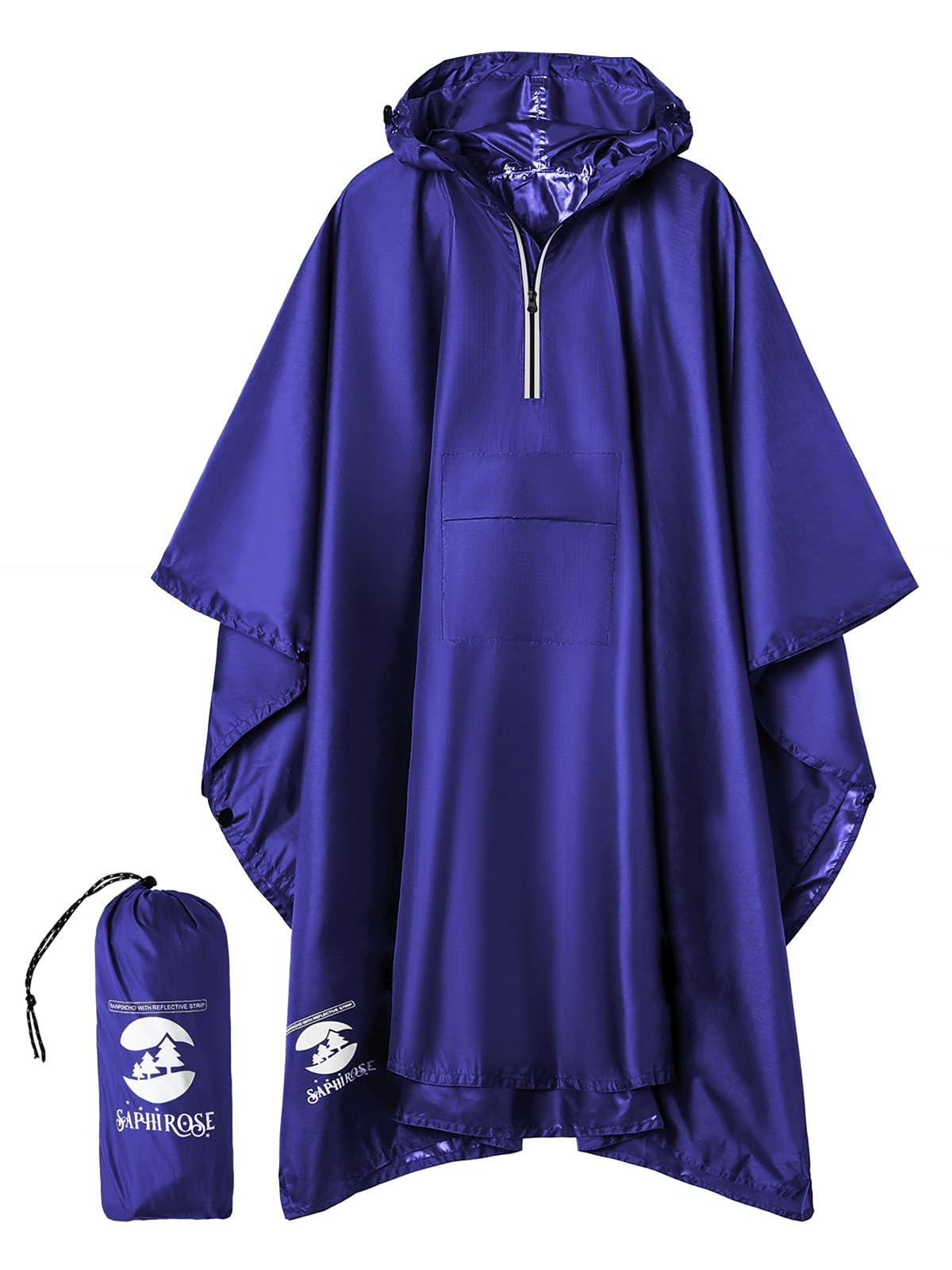 SaphiRose Hooded Rain Poncho Waterproof Raincoat