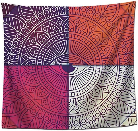 Zgqqq Indio Naranja Lotus Mandala Tapiz Alfombras Alfombras Pared