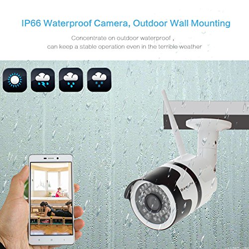 Bawofu 720P Outdoor Wireless Security Bullet Camera 1/4" CMOS,IP66 Waterproof Night/Day Surveillance Camera with Motion Detection,ONVIF and Cloud Storage Remote Viewing Via Smartphone,Tablet or PC