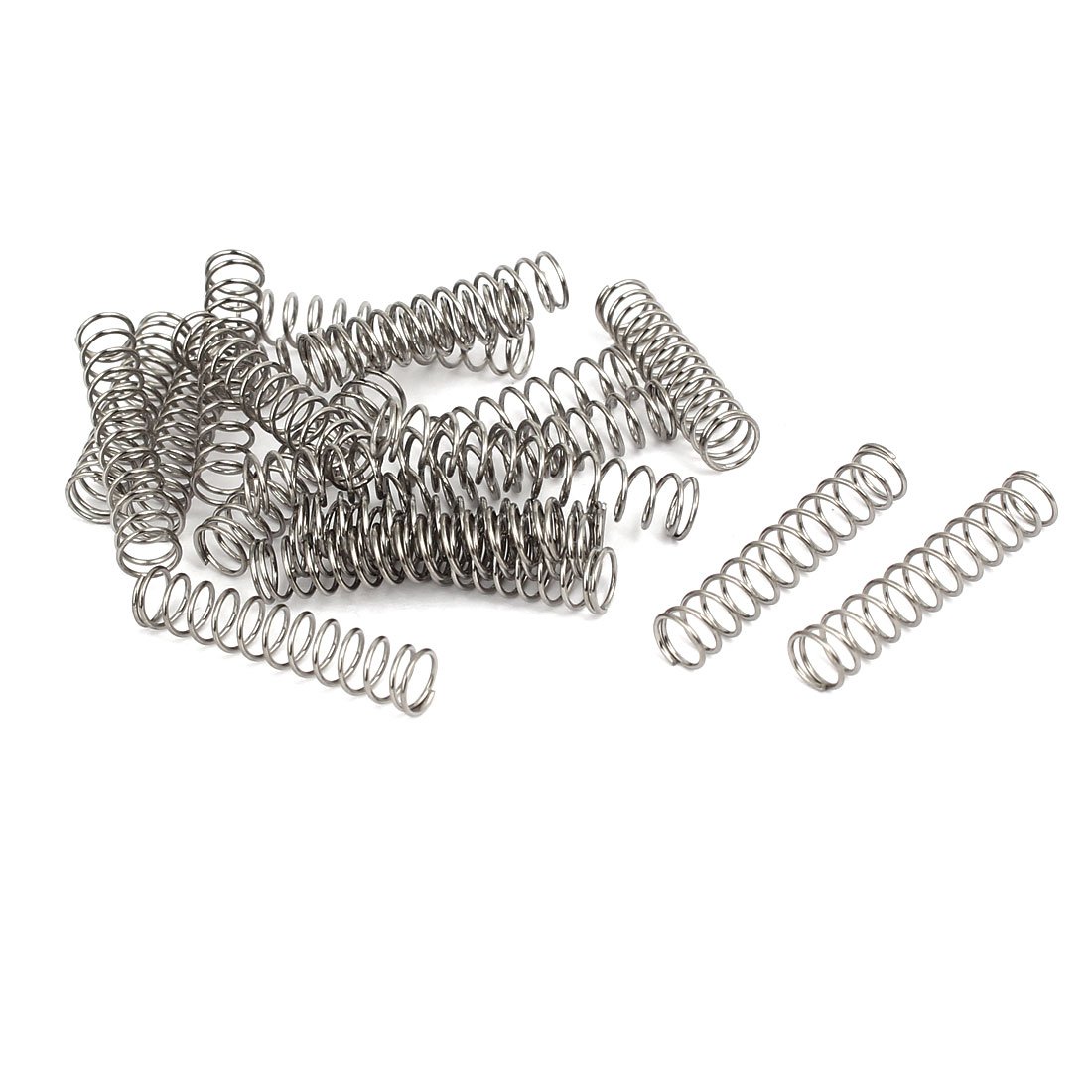 sourcingmap Compression Spring,304 Stainless Steel,5mm OD,0.5mm Wire Size,25mm Free Length,Silver Tone,20Pcs