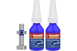 GNEOCO ThreadLocker Blue, Thread Lock Medium Strength Lock Tight for Nuts, Bolts, Fasteners and Metals, Anaerobic Curing Metal Glue to Prevent Loosening and Corrosion (Blue 10ml x 2)