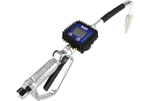 FOCKET Digital Oil Control Valve Meter Nozzle, 1-35 L/min LCD Displays 1500Psi 100Bar Heavy Duty Lubricant Nozzle Gun Fueling Nozzle with Meter with Low Battery Warning for