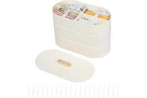 Yesesion Large Cord Organizer Box with Lid, Plastic Cable Storage Case with 20pcs Wire Ties for Desk Drawer, Home Office Supplies, Electronics, Clips, Clamps, Phone Charger, USB, Data Cables (White)