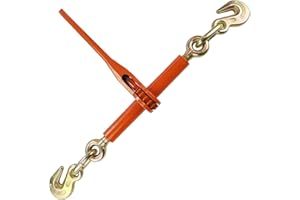 VULCAN Load Binder with 2 Grab Hooks - Ratchet Style - 7100 Pound Safe Working Load (Works with 5/16 Inch or 3/8 Inch Grade 70 and Grade 80 Chain)