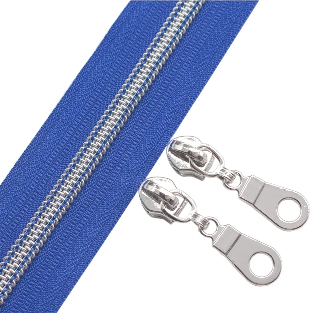 YaHoGa 9m Silver Royal Blue Zip 6mm Spiral + 25 Nonlock Zips
