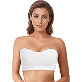 ZENUTA Strapless Bras for Women, Non-Slip Silicone Bandeau Bra, Wireless Padded Bralette Seamless Tube Top Push Up Bra (White, XXL)