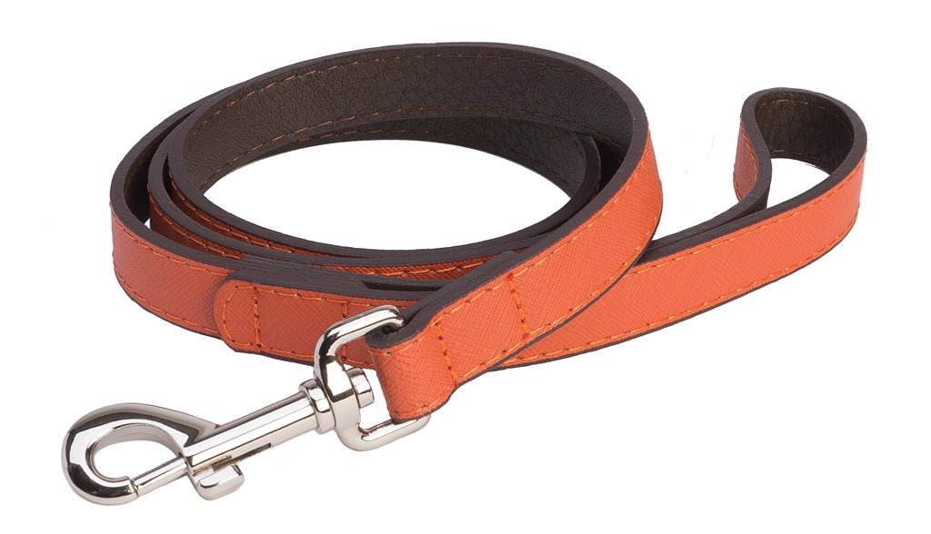 DO & G Leather Collection Dog Lead, Orange Tan