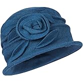 Wool Cloche Bucket Hat for Women 1920s Floral Bowler Cap Elegant Church Dress Cap Winter Warm Fedora Hat