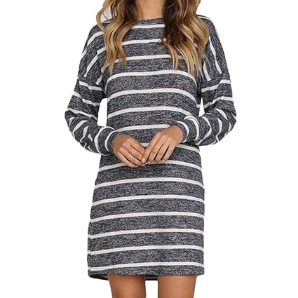Qmber Kleider Damen Pullover Kleid Elegant Brautjungfernkleid Lange Ärmel Petticoat Ballkleid Hepburn Herbst Winter, Casual O