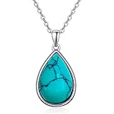 QMTIHU Genuine Turquoise Necklace for Women S925 Sterling Silver Turquoise Pendant Jewelry Gift for Mom