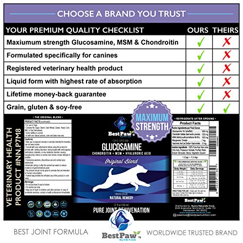 Best Paw Nutrition Liquid Glucosamine Chondroitin for Dogs Hip