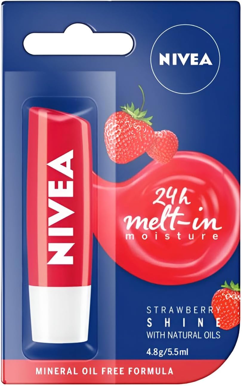 Nivea Strawberry Tinted Lip Care 4.8g Pack of 2 - All Day Nourishing Moisture