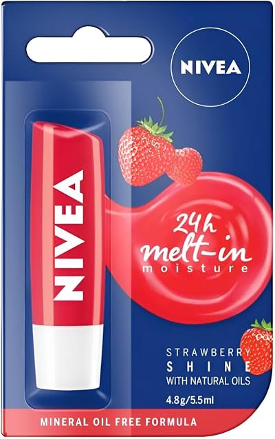 Nivea Strawberry Tinted Lip Care 4.8g Pack of 2 - All Day Nourishing Moisture