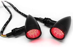 MISS MOLY Black Motorcycle LED Turn Signals Red Light Brake Running Tail Lights Bullet