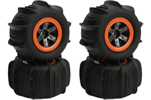 Generic 4pcs RC Beach Tires, Rubber Wheels with Shock Absorption for 1/12 1/10 RC Cars, Waterproof Durable Sand Snow Off Road