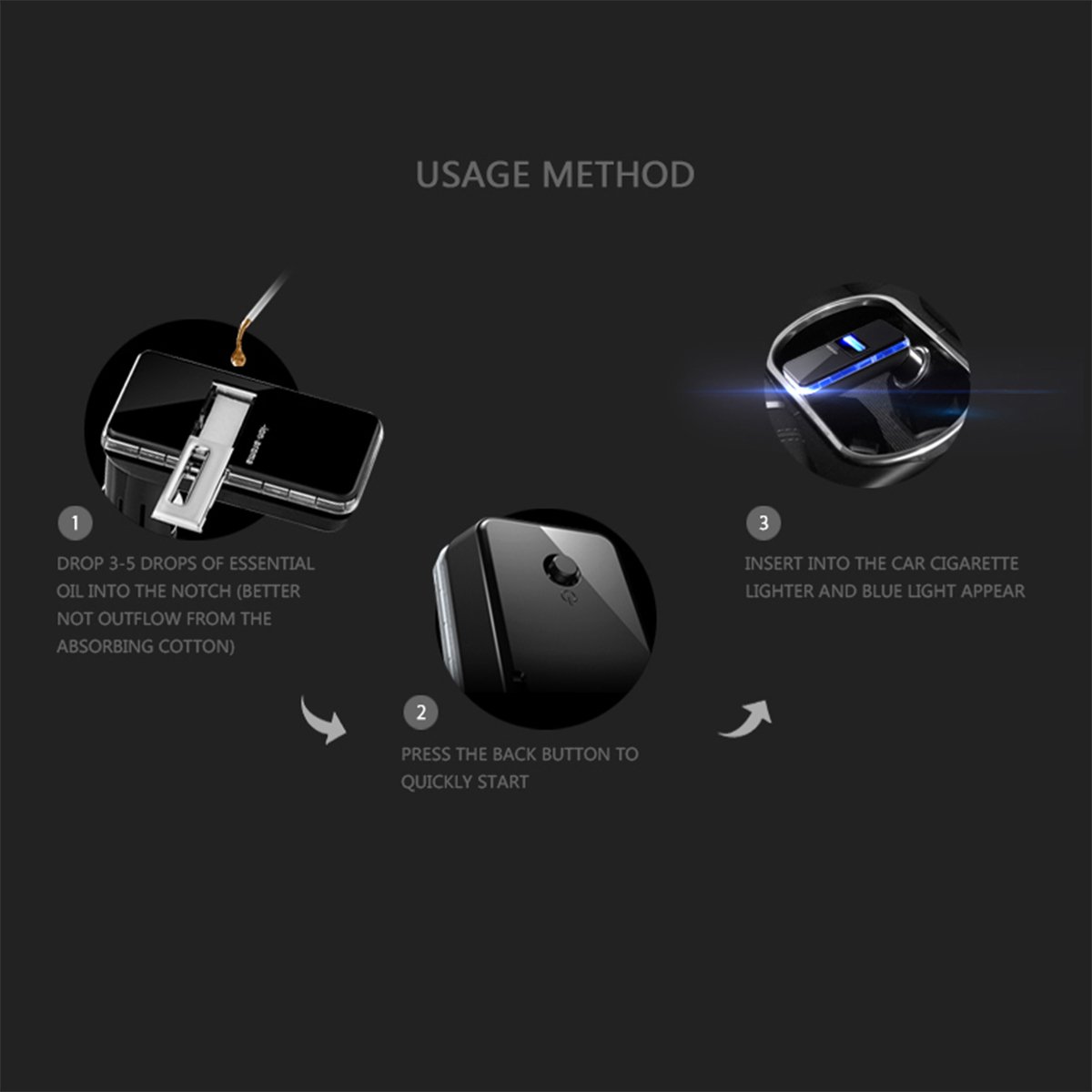 Aromatherapy Essential Oil Diffuser Car Air Freshener, Ionic Air Cleaner Remove Smoke, Odor, Cigarette Smell, Dust, Ideal for Automobile / RV Accessories & Car Gift | CE, FCC and RoHS Certified