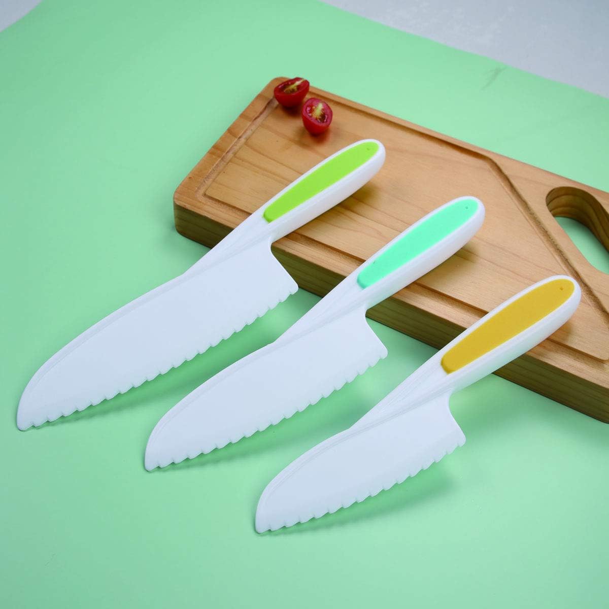 Set of 3 Kitchen Knives for Kids, Non Slip Nylon Kitchen