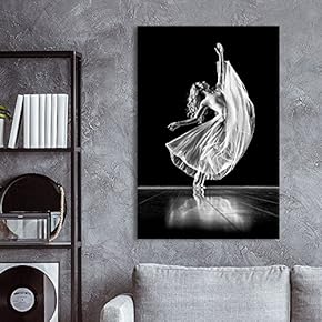 Canvas Wall Art Sports Theme - A Dancing Girl in Black White - Giclee Print Gallery Wrap Modern Home Art Ready to Hang - 12x18 inches