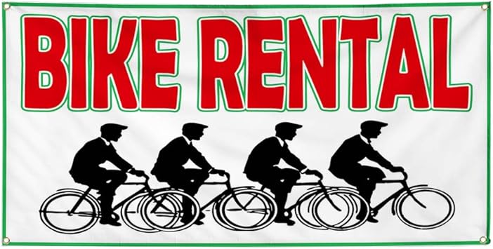 Amazon Com Vinyl Banner Sign Bike Rental White Black Red
