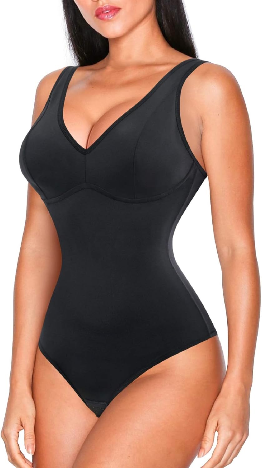 Nebility Women Waist Trainer Shapewear Slim Body Shaper Sexy Deep V Neck Thong Bodysuit Tummy Control Jumpsuit Tops at  Women’s Clothing store
