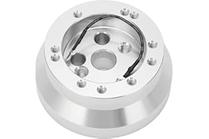 KIMISS Steering Wheel Hub Adapter, 5 6 Hole Steering Wheel Short Hub Adapter Aluminum Replacement for 19761995 (Silver)