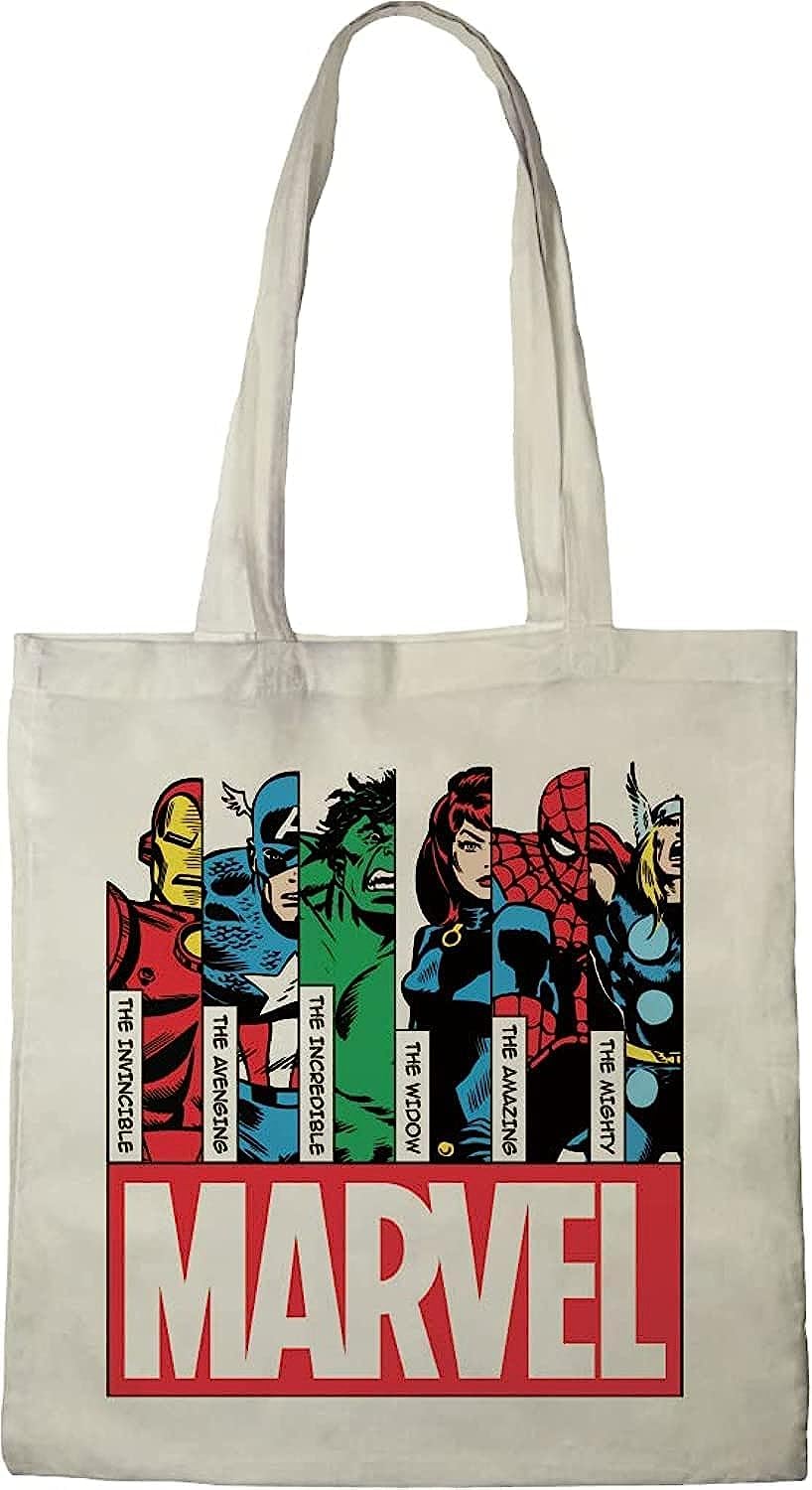 Marvel Tote Bag Avengers, reference: BWMARCOBB002, ecru, 38 x 42 cm