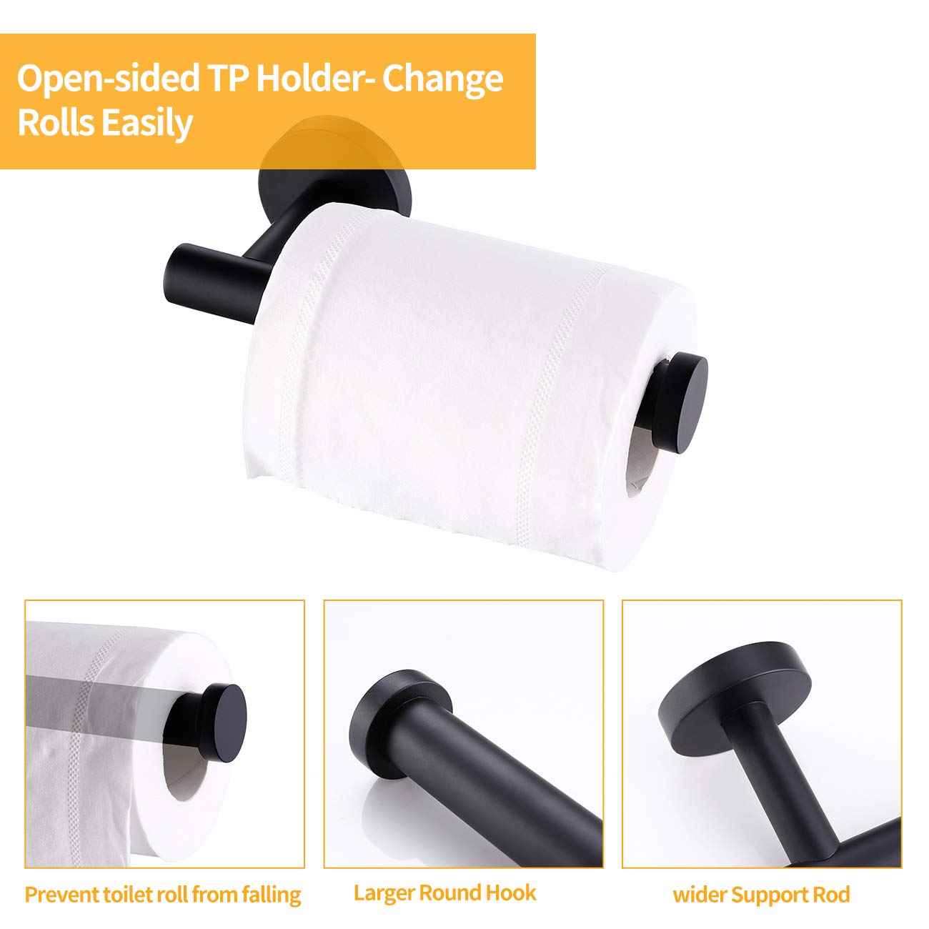 KES Toilet Paper Holder Bathroom Tissue Holder Paper Roll SUS 304 Stainless Steel Wall Mount Matt Black, A2175S12-BK: Industrial & Scientific
