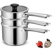 Mr. Right Double Boiler Pot for Melting Chocolate,Stainless Steel Steamer Set with Glass Lid for Candle Making - Clear…