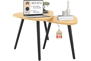 Ibyx Triangle Nesting Coffee Table - Set of 2 End Tables with Non-Slip Pad - Stylish & Modern Side Tables for Living Room, Bedroom or Balcony (Natural, Bamboo)