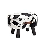 Small Footstool with Handle, Faux Fur Ottoman Foot