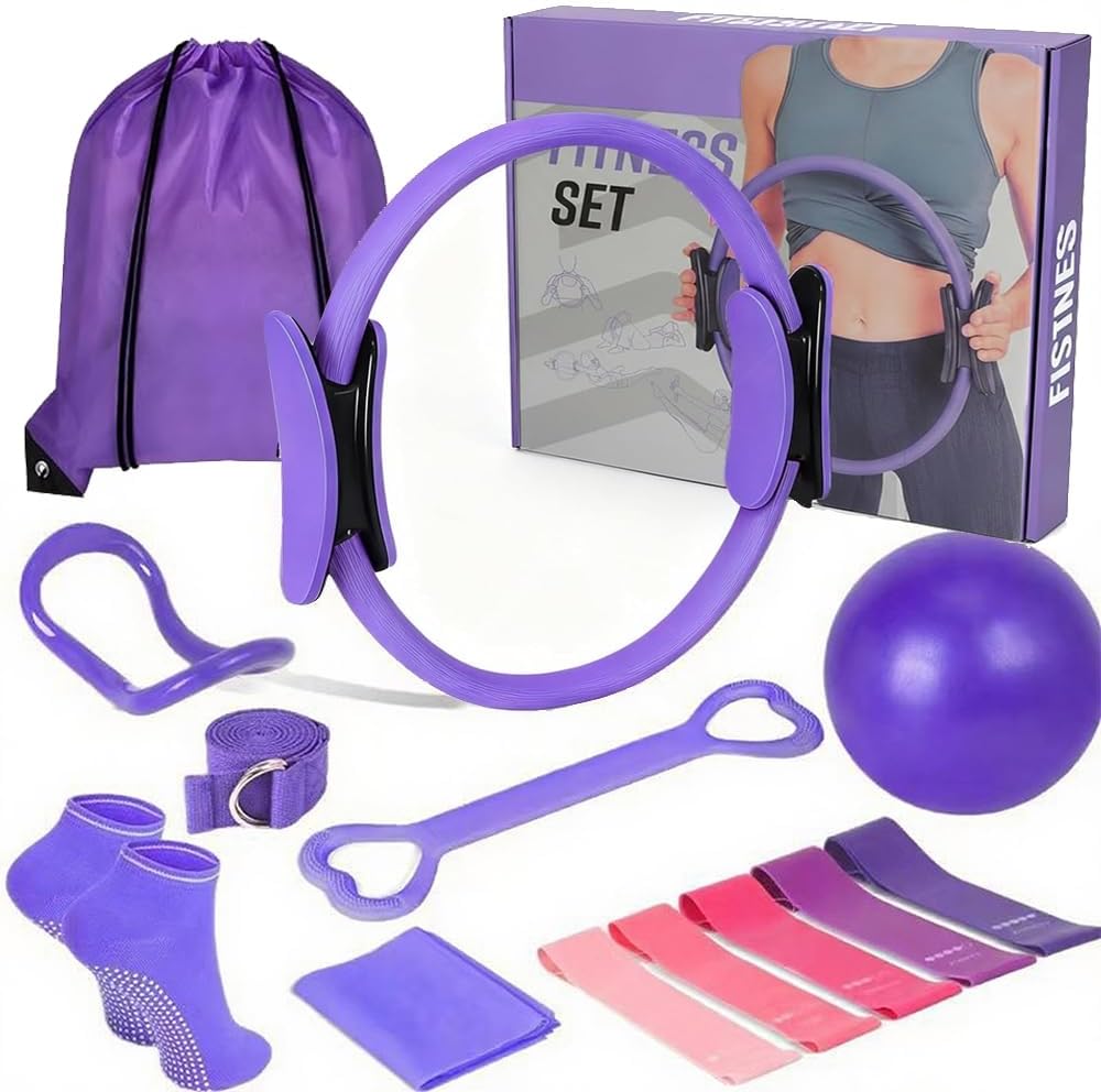Pilates Ring and Ball Set with various accessories
