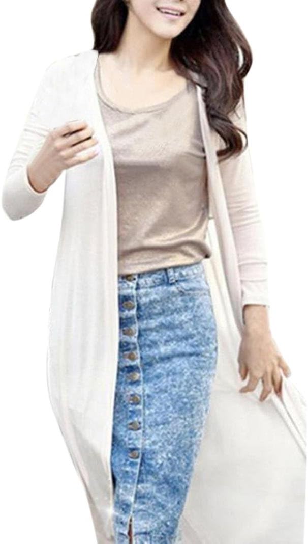 Deloito Women Summer Plain Boho Beach Chiffon Long Cardigan Kimono Coat Tops Kaftan Maxi Coat