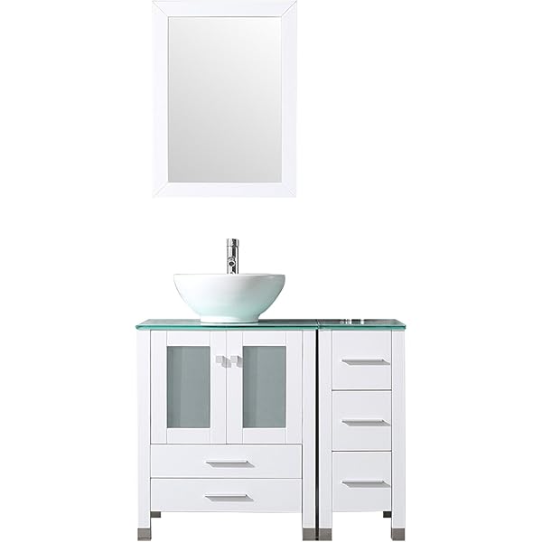 Walcut 36 Bathroom Vanity And Sink Combo Mdf Wood Cabinet And Glass Vessel Sink And Faucet Combo 1 Amazon Com