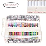 Damero Canvas Wrap for 60 Gel Ink Pens, Pencil Case for Gel Glitter Pens Set Organizer for Students, Adults or Artist Friends(No Pens Included), Bohemian