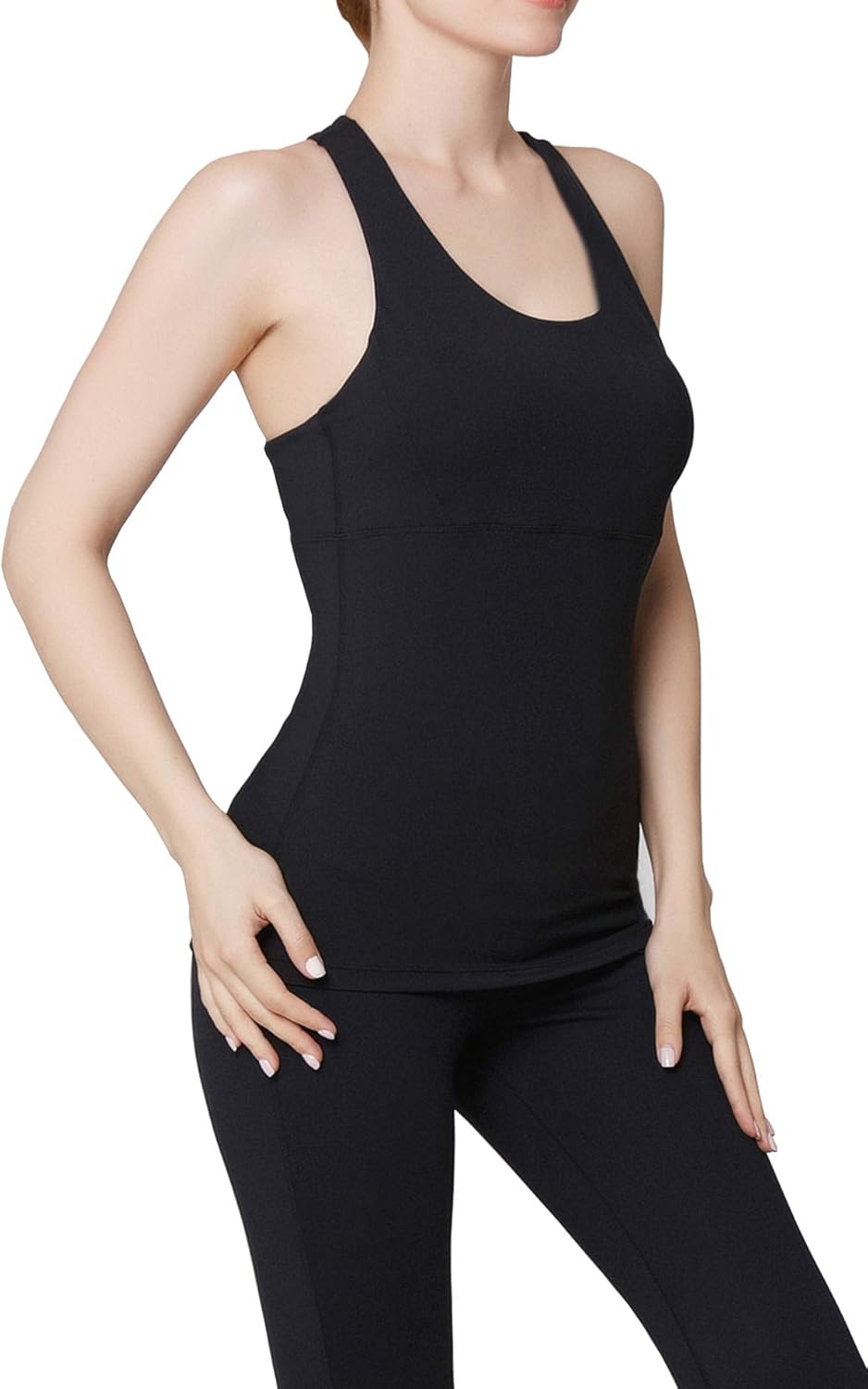 Oalka Women's Workout Shirts Racerback Yoga Sport Pads Bras Fitness Active Tank Tops: Clothing