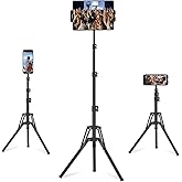 JUBOR iPad Tripod Stand, 63" Height Adjustable Tripod for Tablet, 360° Rotation Tablet Floor Stand Mount Holder for iPad mini/Air/Pro, Smartphones and All 4.7" to 13.5" Devices