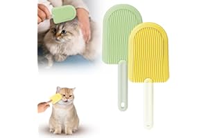 ATFIRST Cat Tongue Comb, 2024 New Cat Grooming Brush for Indoor Cats Shedding, Cat Brush for Long Haired Cats, Cute Cartoon Ice Cream Cat Fur Remover Comb for Cats Grooming(Yellow+Green)