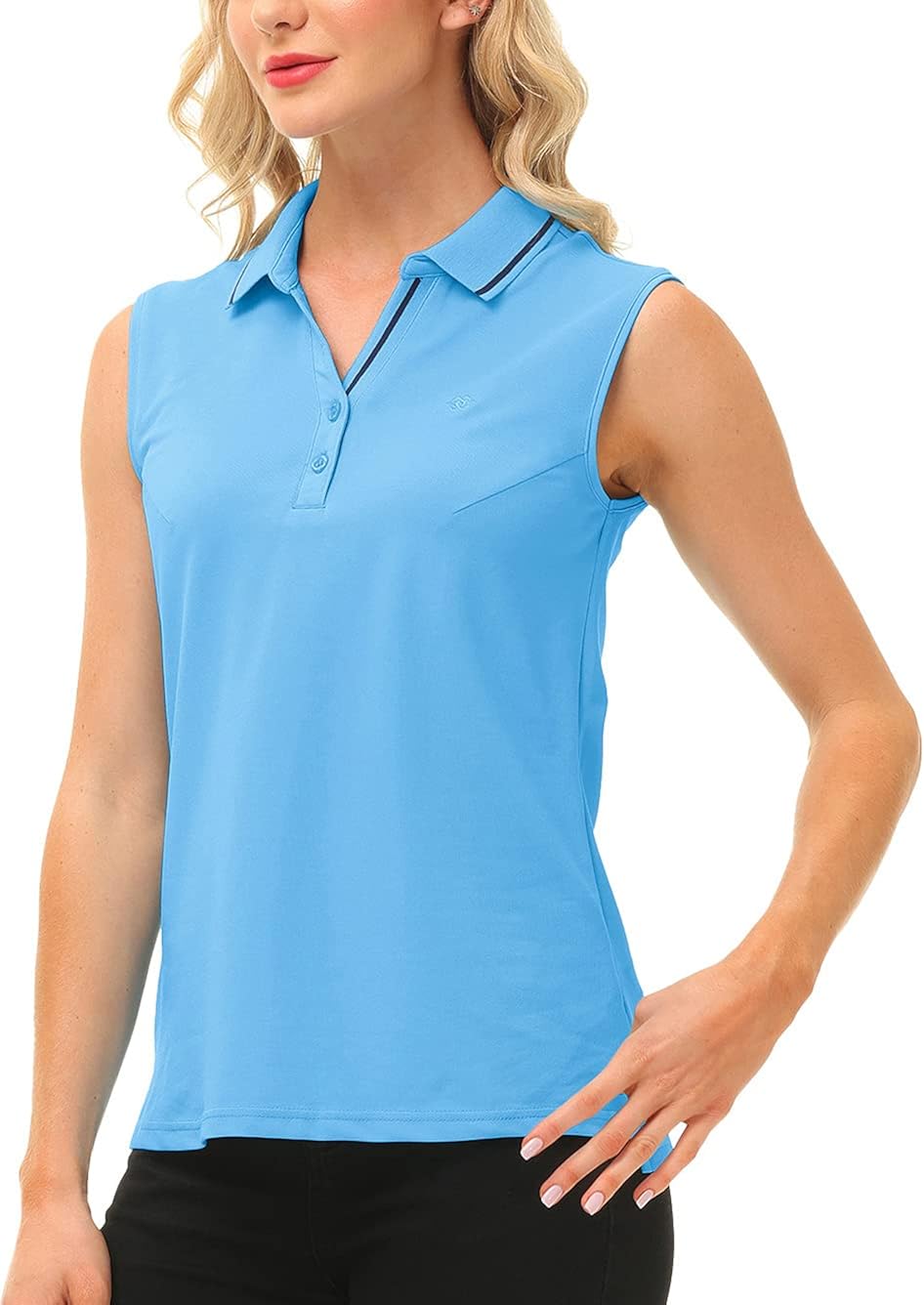 JINSHI Women's Golf Shirt Polo Shirt Tank Top Workout Summer Tee Quick Dry V-Neck Sleeveless T-Shirt: Clothing