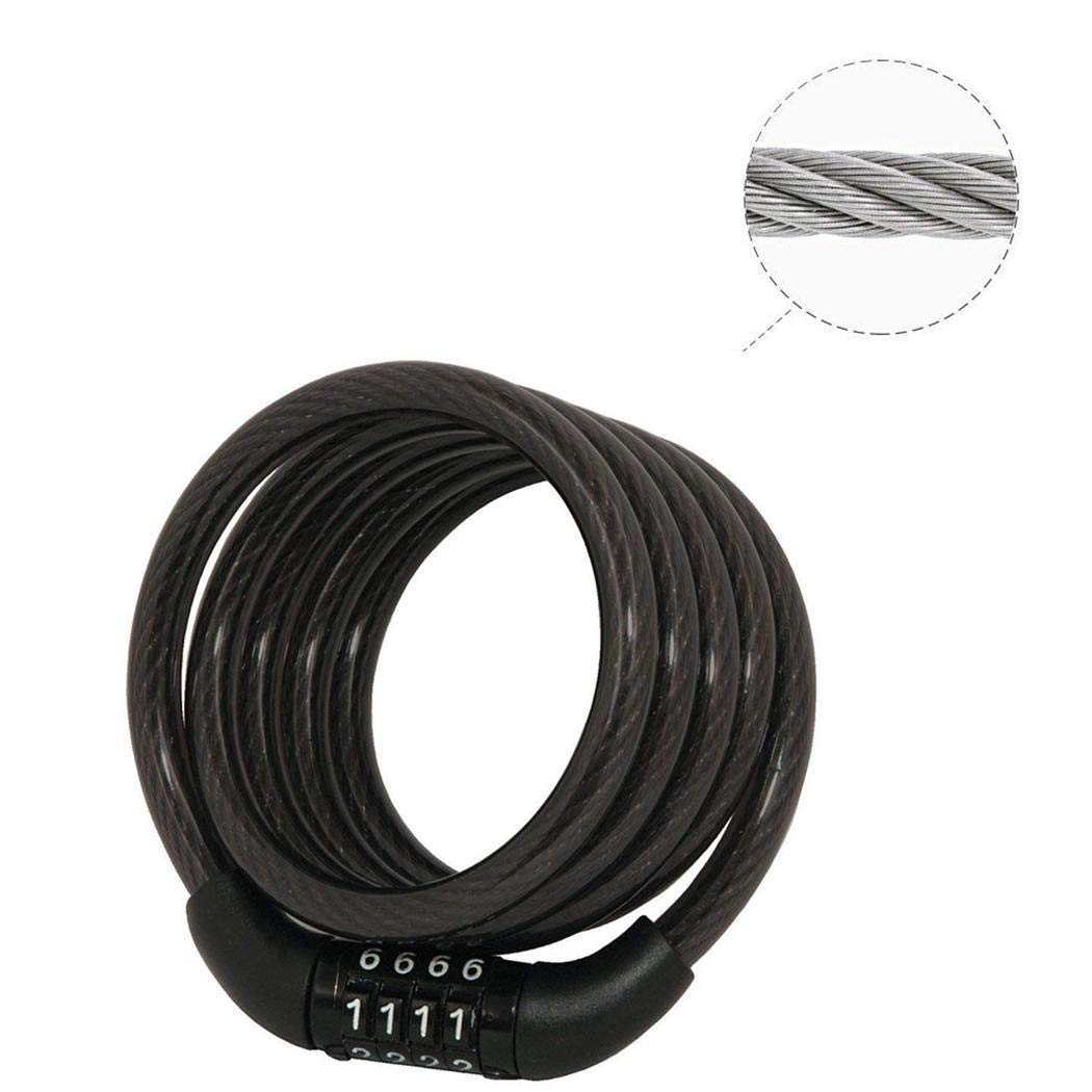 Kaluo Combination Bike Cable Lock Mounting Bracket, 4 Feet Self Coiled Bicycle Security Locks, Resettable Combination Bike Locks