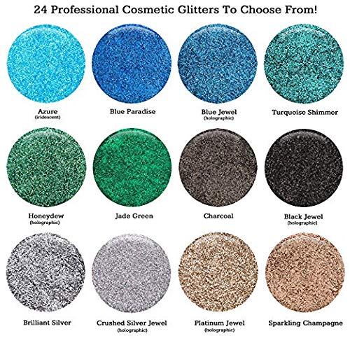 GLITTIES COSMETICS Extra Fine Glitter Powder-Make Up Body Face Hair Lips & Nails-(Azure)