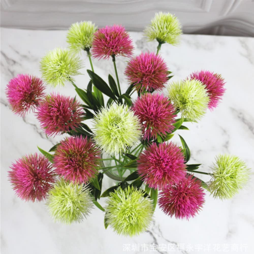 JPORSHU Dandelion Artificial Flowers，10inch Simulation Dandelion Ball Flower，UV Resistant Plastic Flower,for Home DIY Decoration Wedding Decor (color mixing)