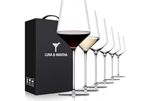 Red Wine Glasses Set of 6, Premium Crystal Wine Glasses Hand Blown, 15 oz,Thin Rim,Long Stem,Perfect for Red or White,Daily U