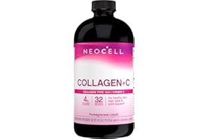 NeoCell Collagen Peptides + Vitamin C Liquid, 4g Collagen Per Serving, Gluten Free, Types 1 & 3, Promotes Healthy Skin, Hair, Nails & Joint Support, Pomegranate, Brown, 16 Fl Oz (Pack of 1)