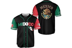 NOGCHNA Mexico Baseball Jersey, Jersey De Mexico Eagle Flag Baseball Jersey for Men,Women S_5XL