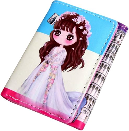 Amazon 女性用 財布 短財布 二つ折り財布 かわいい 人気 大容量 小銭入れ Puレザー 女性 ガールズ 女の子 小学生 中学生 アニメ ピンク Dailyday 財布