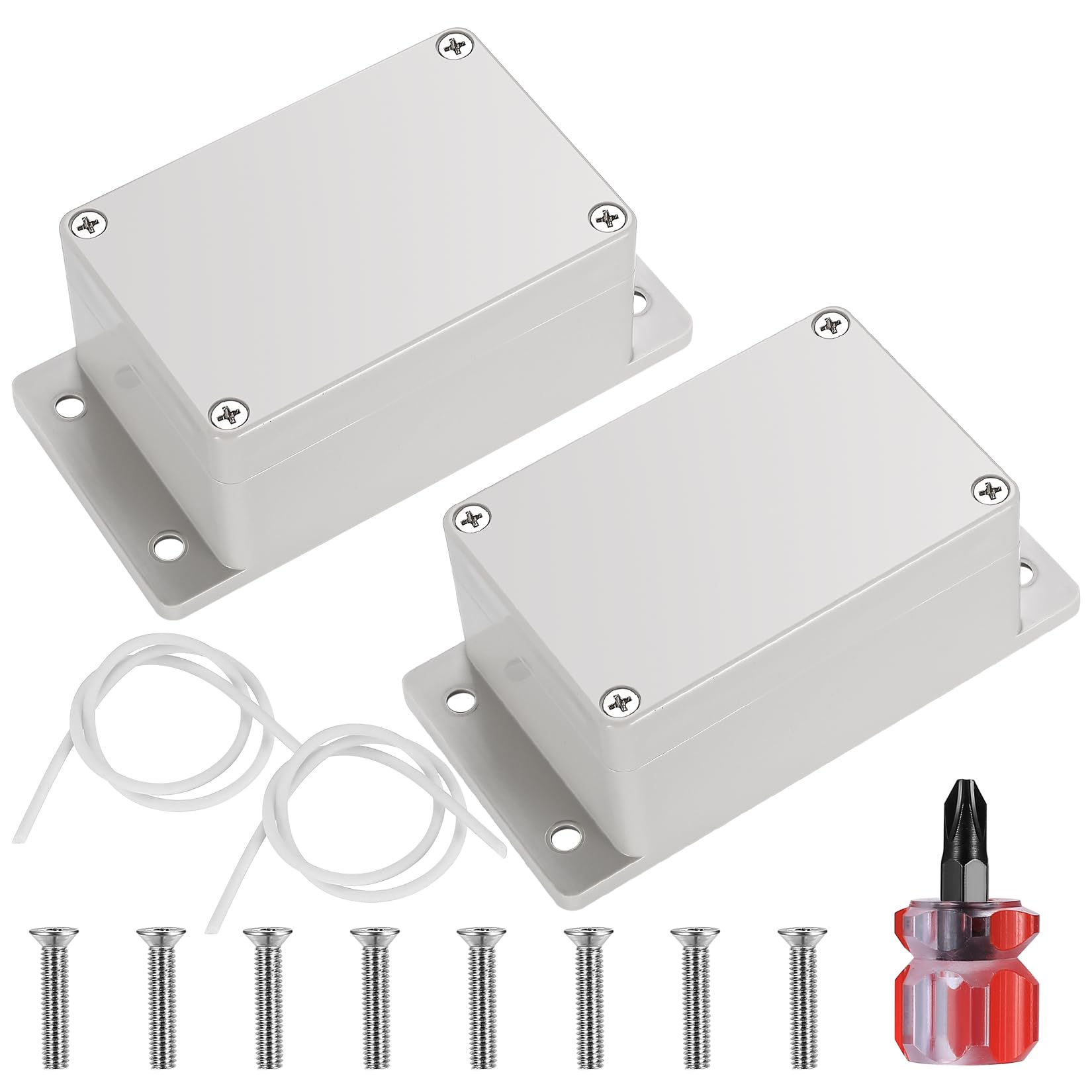 2 Pcs Off-white Junction Box, Waterproof IP65 Enclosure Case, Electrical with Fixed Ear Compatible Box Case With Electronic Project - IP65 Waterproof