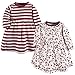 Touched by Nature Baby Girl Organic Cotton Dresses, Berry Branch Long Sleeve 2-Pack, 6-9 Months (9M)