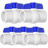 EPHECH 5PCS 1-1/2" PVC Ball Valve, SCH40 PVC Pipe Valve with Blue T-Handle | Shut-Off Ball Valve Socket, Slip PVC Water Pipe Valve for Swimming Pool, Sprinkler Lines, Outdoor Plumbing&amp;Irrigation System
