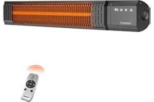 PowerScale Outdoor Heaters for Patio Electric, 1500W Infrared Heater, Ceiling & Hanging Patio Heaters for Outdoor Use, P65 Waterproof, 24H Timer&4 Heat Level with Remote for Porch, Garage & Backyard